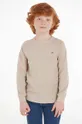 béžová Detská bavlnená košeľa s dlhým rukávom Tommy Hilfiger Chlapčenský