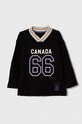 Sisley longsleeve bawełniany dziecięcy nadruk czarny 3WCAX4004.G.SEASONAL