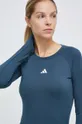 tyrkysová Tréningové tričko s dlhým rukávom adidas Performance Techfit