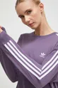 fialová Bavlnené tričko s dlhým rukávom adidas Originals