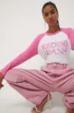 roza Bombažna majica z dolgimi rokavi Moschino Jeans Ženski