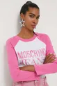 ružová Bavlnené tričko s dlhým rukávom Moschino Jeans