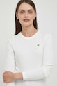 Bavlnené tričko s dlhým rukávom Lacoste biela TF1692