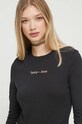 Βαμβακερή μπλούζα με μακριά μανίκια Tommy Jeans μαύρο DW0DW16439