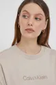 μπεζ Βαμβακερή μπλούζα με μακριά μανίκια Calvin Klein