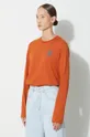oranžová Bavlněné tričko s dlouhým rukávem Fjallraven 1960 Logo