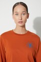 Бавовняний лонгслів Fjallraven 1960 Logo F86989.243 помаранчевий