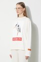Heron Preston cotton longsleeve top Heron Bird Painted Ls Tee beige HWAB027F23JER0020425