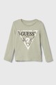 Guess longsleeve bawełniany dziecięcy nadruk zielony K84I18.K8HM0.9BYX