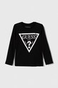 Дитячий бавовняний лонгслів Guess бавовна чорний K84I18.K8HM0.9BYX