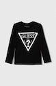 Guess longsleeve bawełniany dziecięcy nadruk czarny K84I18.K8HM0.9BYX