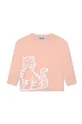 ružová Detská bavlnená košeľa s dlhým rukávom Kenzo Kids Dievčenský