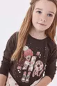 hnedá Detská bavlnená košeľa s dlhým rukávom Mayoral Dievčenský