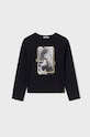 Dječja pamučna majica dugih rukava Mayoral pamuk crna 7045.8C.Junior.9BYX