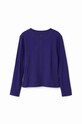 Fete Desigual longsleeve din bumbac pentru copii 23WGTK24 bleumarin