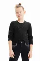 čierna Detská bavlnená košeľa s dlhým rukávom Desigual Dievčenský