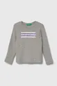 sivá Detská bavlnená košeľa s dlhým rukávom United Colors of Benetton Dievčenský