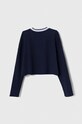 Дитячий бавовняний лонгслів Sisley 3WCAX4003.G.SEASONAL темно-синій AW23