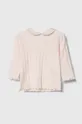 ružová Detské bavlnené tričko s dlhým rukávom United Colors of Benetton Dievčenský