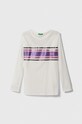United Colors of Benetton longsleeve bawełniany dziecięcy nadruk biały 3VR5C10E9.G.SEASONAL