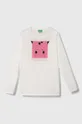 biela Detská bavlnená košeľa s dlhým rukávom United Colors of Benetton x Pokemon Dievčenský