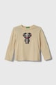 Detská bavlnená košeľa s dlhým rukávom United Colors of Benetton bavlna béžová 3VR5G10CB.P.SEASONAL