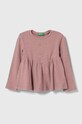 United Colors of Benetton maglietta a maniche lunghe per bambini tessuto elasticizzato rosa 31F5G10BI.P.SEASONAL
