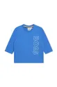 mornarsko modra Otroška bombažna majica z dolgimi rokavi BOSS Otroški