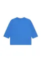 Otroška bombažna majica z dolgimi rokavi BOSS mornarsko modra