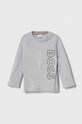 BOSS longsleeve bawełniany niemowlęcy nadruk szary J05A21.60.81