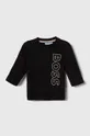 črna Otroška bombažna majica z dolgimi rokavi BOSS Otroški