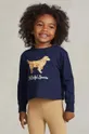mornarsko modra Otroška bombažna majica z dolgimi rokavi Polo Ralph Lauren Otroški