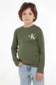 zelena Otroška bombažna majica z dolgimi rokavi Calvin Klein Jeans Otroški