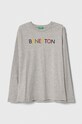 United Colors of Benetton longsleeve bawełniany dziecięcy nadruk szary 3I1XC10D7.G.SEASONAL