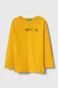 žltá Detská bavlnená košeľa s dlhým rukávom United Colors of Benetton Detský