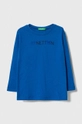 niebieski United Colors of Benetton longsleeve bawełniany dziecięcy Dziecięcy