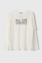 United Colors of Benetton longsleeve bawełniany dziecięcy nadruk biały 3VR5C10DH.G.SEASONAL