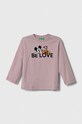 United Colors of Benetton longsleeve bawełniany dziecięcy x Disney nadruk różowy 3096G10C7.P.SEASONAL