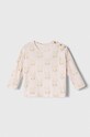 United Colors of Benetton longsleeve bawełniany niemowlęcy wzorzyste różowy 3QUTA103S.W.SEASONAL