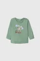 zelená Detské bavlnené tričko s dlhým rukávom United Colors of Benetton Detský