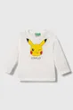 λευκό Βαμβακερή μπλούζα με μακριά μανίκια United Colors of Benetton x Pokemon Παιδικά