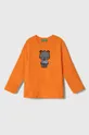 oranžová Detská bavlnená košeľa s dlhým rukávom United Colors of Benetton Detský