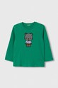 United Colors of Benetton longsleeve bawełniany dziecięcy nadruk zielony 3YN4G10BW.P.SEASONAL