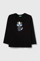 United Colors of Benetton longsleeve bawełniany dziecięcy nadruk czarny 3YN4G10BW.P.SEASONAL