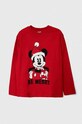 United Colors of Benetton longsleeve bawełniany dziecięcy x Disney nadruk czerwony 3VR5C10GU.G.SEASONAL