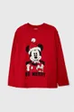 czerwony United Colors of Benetton longsleeve bawełniany dziecięcy x Disney Dziecięcy