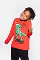 rdeča Otroška bombažna majica z dolgimi rokavi Coccodrillo Otroški