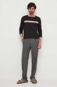 Tommy Hilfiger longsleeve din bumbac MW0MW32366 negru AW23