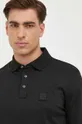 čierna Bavlnené tričko s dlhým rukávom BOSS