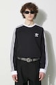 Хлопковый лонгслив adidas Originals 3-Stripes Long Sleeve Tee чёрный IA4877